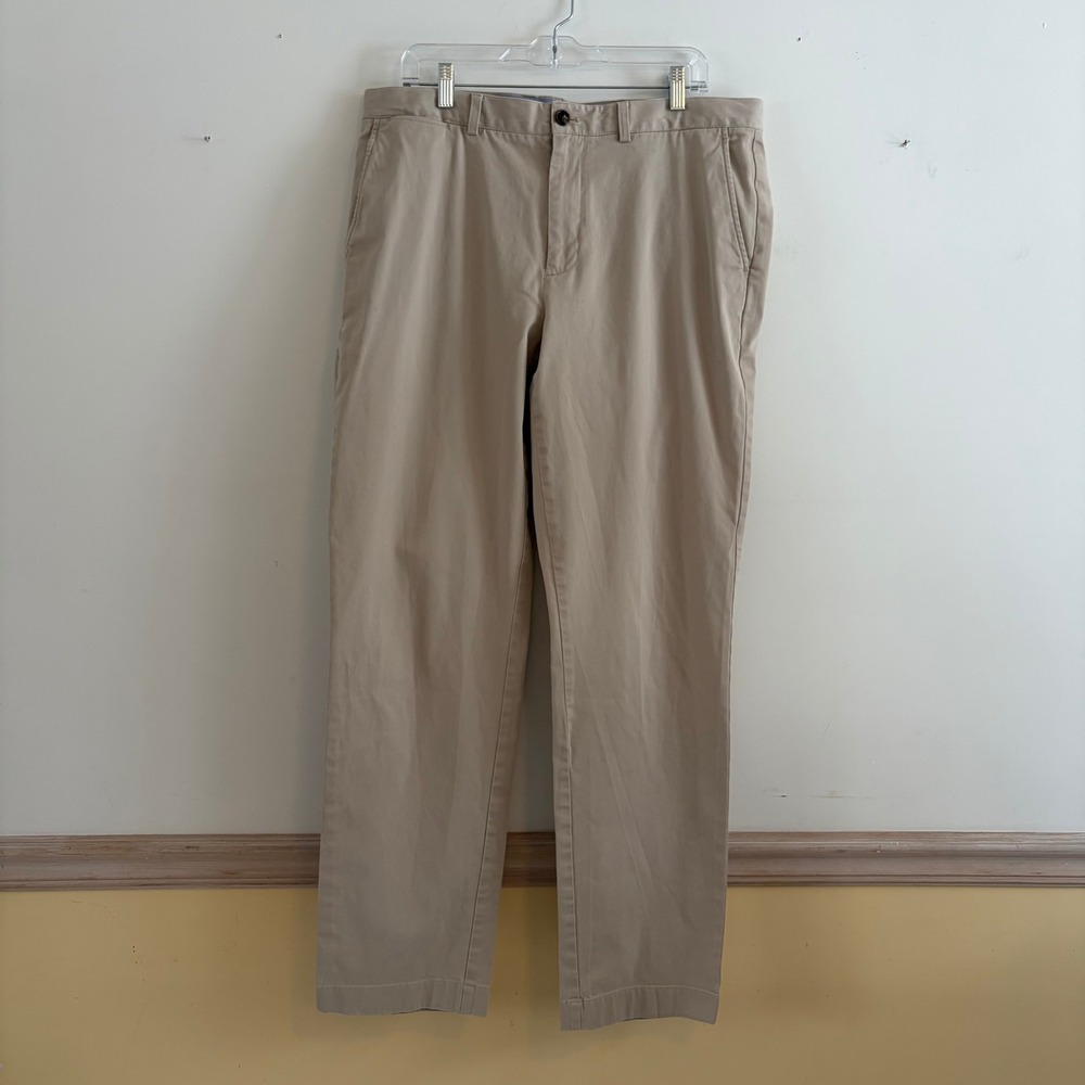 Brooks Brothers Clark Fit Chinos Mens 36x32 Khaki Tan Stretch Cotton Pants